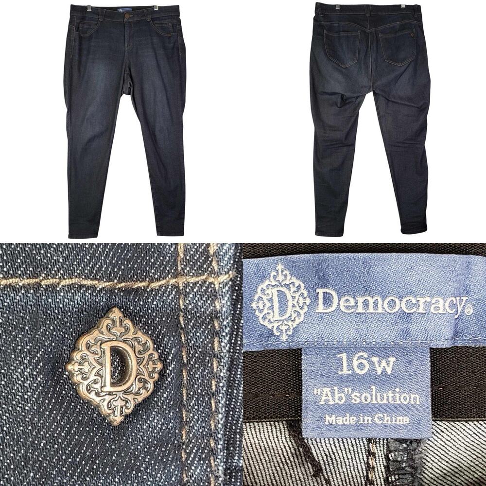 Democracy Jean Womens Plus Size 16 Blue Ab Solution High Rise Skinny Stretch